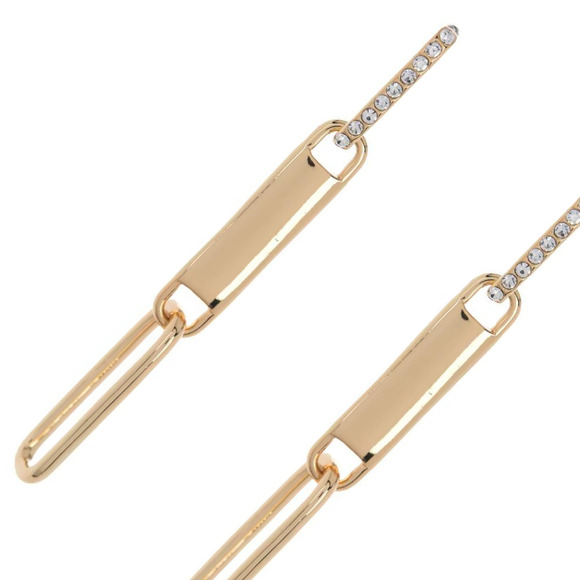 14K Gold Diamond Paper Clip Earrings CZ Pave Diamond Long Dangle Earrings Gold - Picture 4 of 6